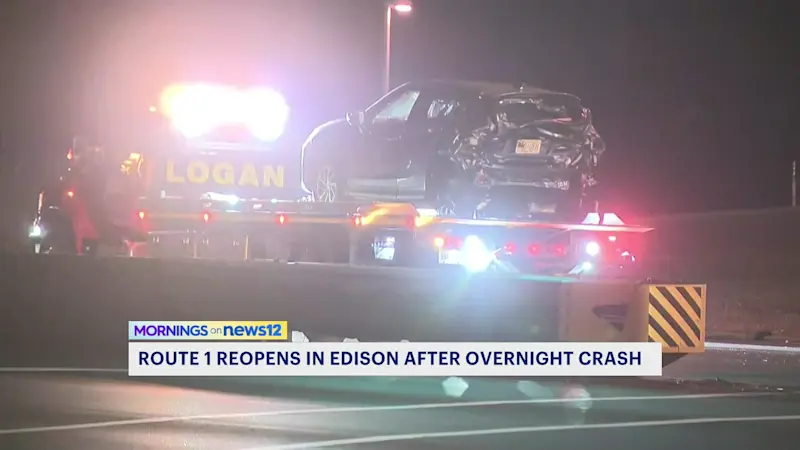 Story image: Overnight crash on Route 1 in Edison cleared before morning rush