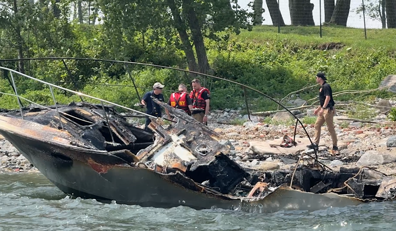 Story image: NYPD sources: Captain arrested, charged with DWI in boat fire near Hart Island