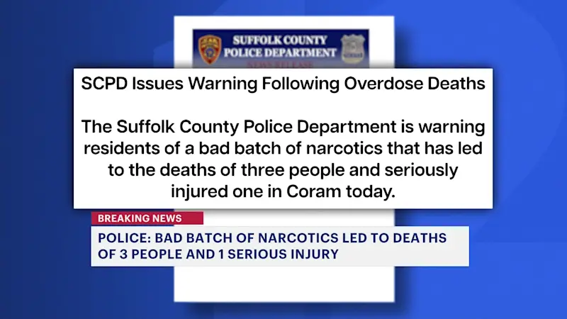 Story image: Suffolk PD issues warning following overdose deaths in Coram