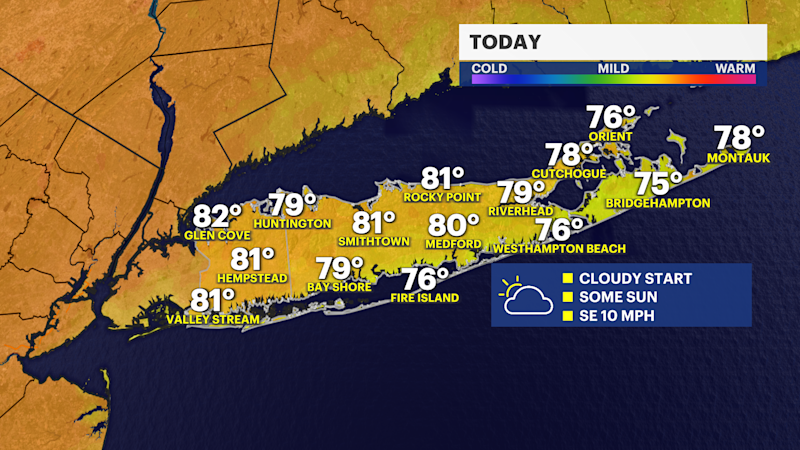 Story image: Cloudy Sunday on Long Island followed by storms returning during the week