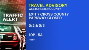 Overnight road work to close Exit 7 on Cross County Parkway in Westchester