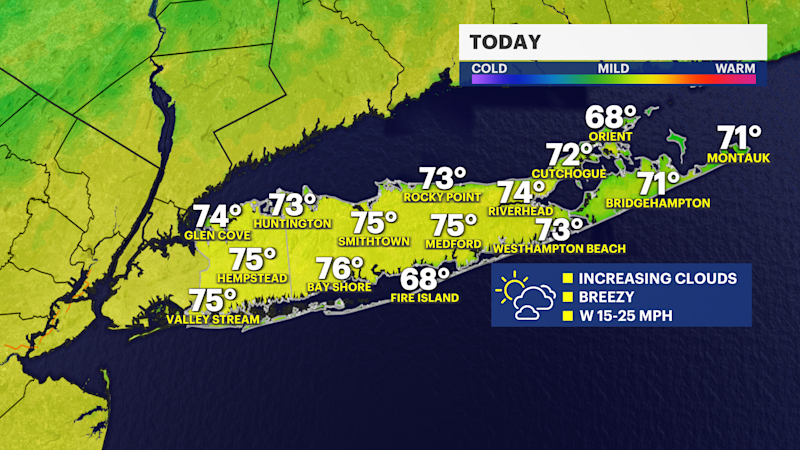 Story image: Breezy Sunday, messy mid-week weather expected on Long Island