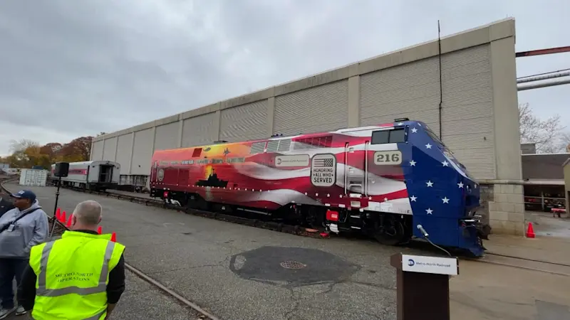 Story image: Metro-North unveils patriotic train wrap design ahead of Veterans Day