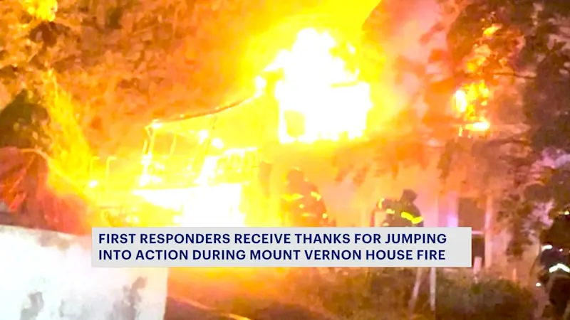 Story image: Grandmother meets officers who saved her family from burning home