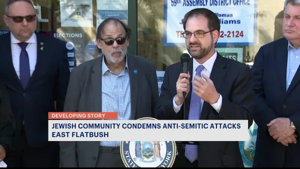 Brooklyn community leaders gather to denounce hate crime against Jewish men outside yeshiva