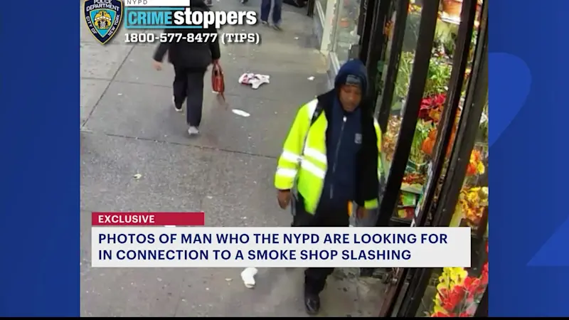 Story image: Smoke shop slasher on the run after slashing a worker in the face multiple times in Concourse Village.