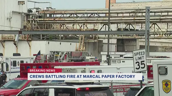 Crews battle large fire in basement of Marcal paper processing plant
