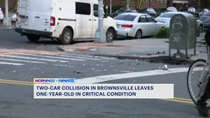 NYPD: 1-year-old in critical condition wasn't in car seat during Brownsville crash; drivers face charges