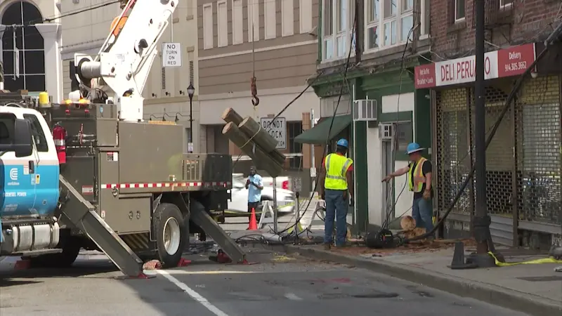 Story image: Police: Brakes fail, causing truck to crash into pole in Port Chester 