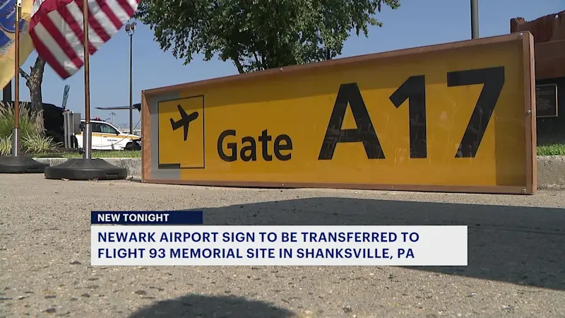 Story image: Former Newark Liberty Gate A17 sign to be displayed at Flight 93 National Memorial
