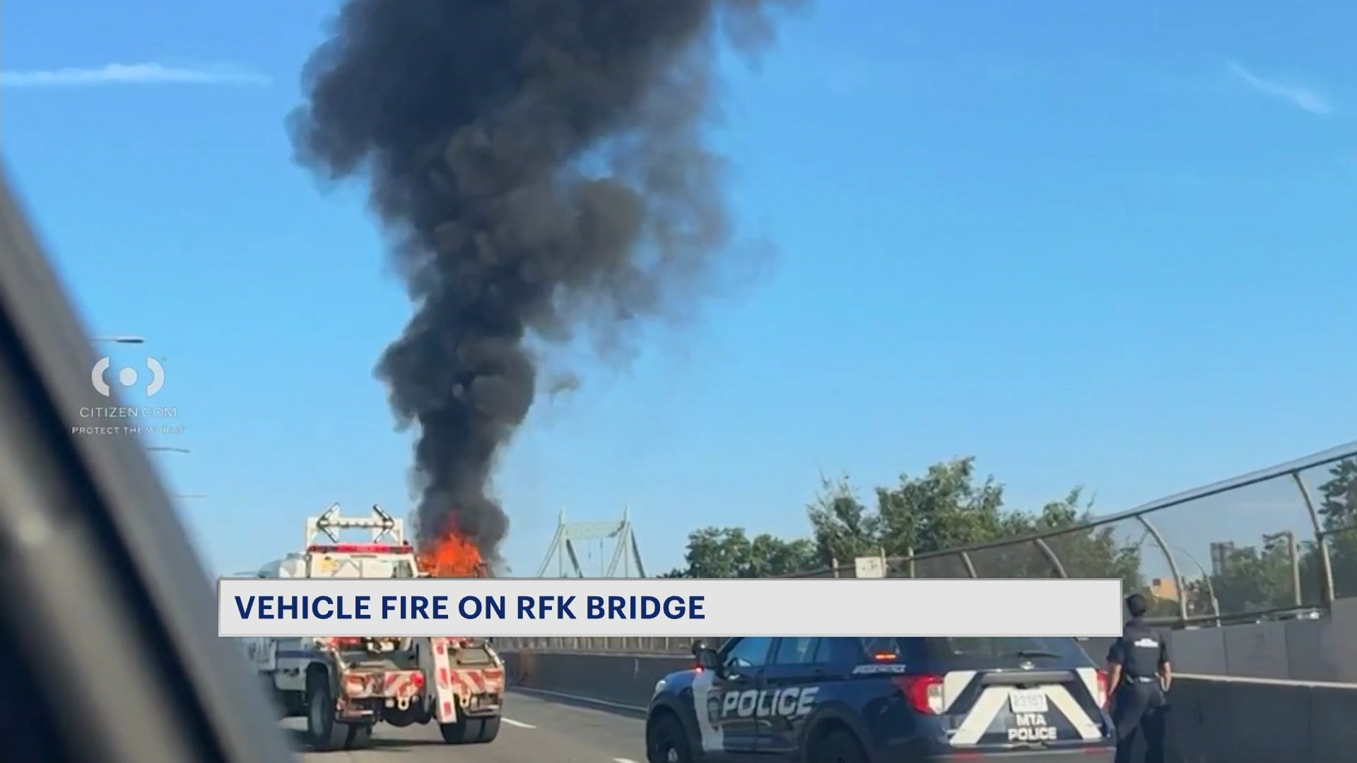 Vehicle fire on RFK Bridge causes major delays during Friday morning commute