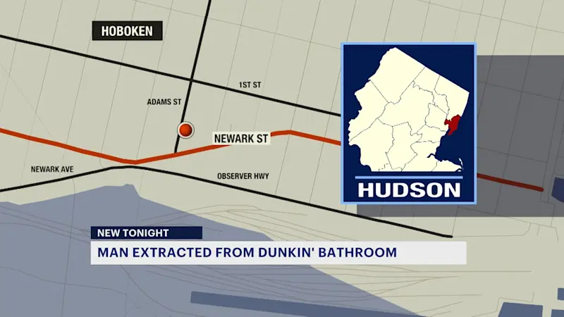 Story image: Officials: Man barricades himself inside Hoboken Dunkin’ bathroom