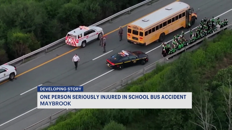 Story image: State Police: 1 seriously injured in school bus crash in Orange County