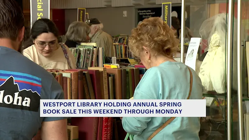 Story image: 'Treasure hunt for book lovers.' Westport Library holds annual spring book sale