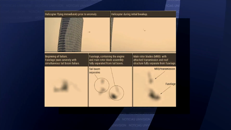 Story image: Univision 41 News Brief: Investigación revela que helicóptero se fracturó en tres partes durante vuelo