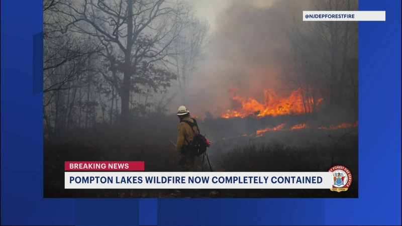 Story image: Officials: Pompton Lakes wildfire is 100% contained 