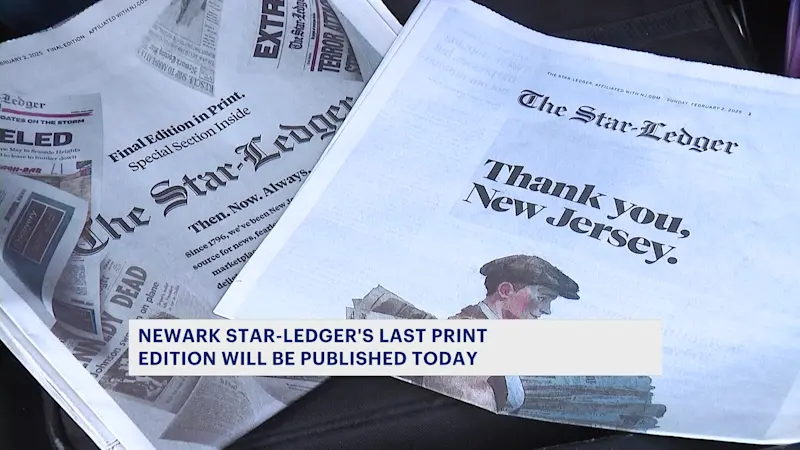 Story image: The Star-Ledger newspaper ends print edition 