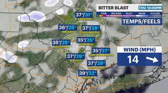 Story image: BITTER BLAST: Record low possible Friday with feels like temps in single digits