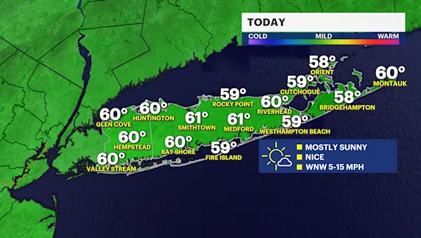 Sweater weather with temps in the high 50s for Long Island; coastal storm chance next week