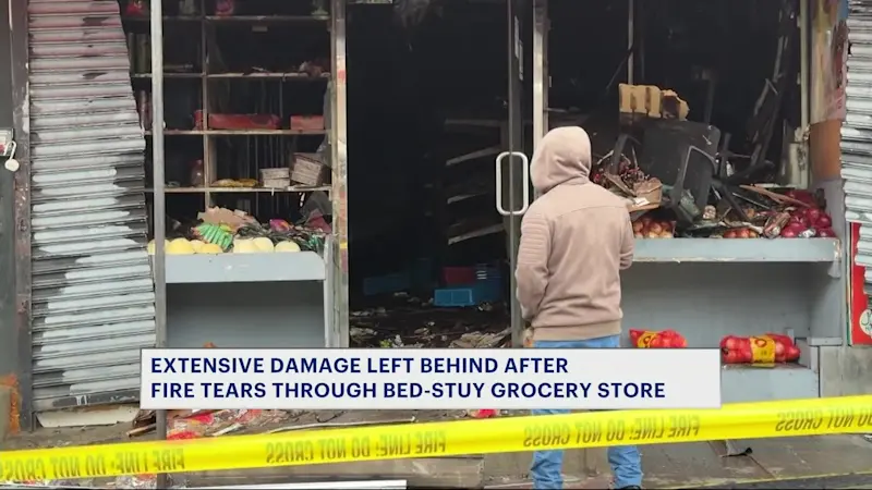 Story image: New video shows extensive damage from fire that destroyed Bed-Stuy grocery store