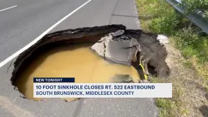 Police: Sinkhole caused by water main break causes traffic issues in South Brunswick