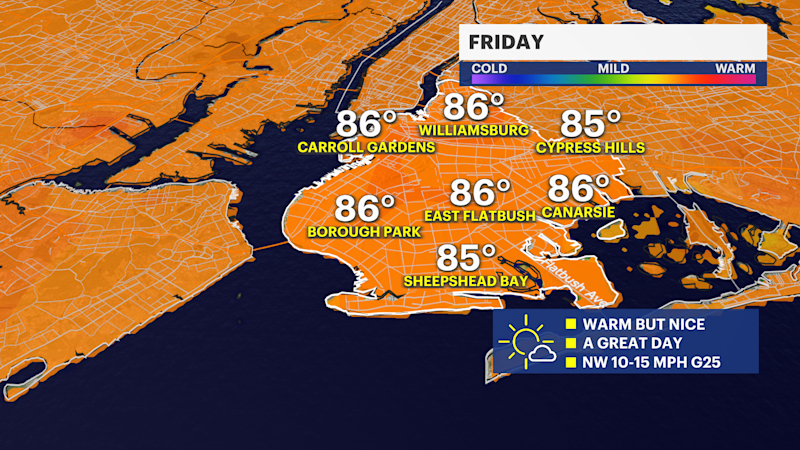 Story image: Partly sunny skies, warm temperatures for Friday in Brooklyn