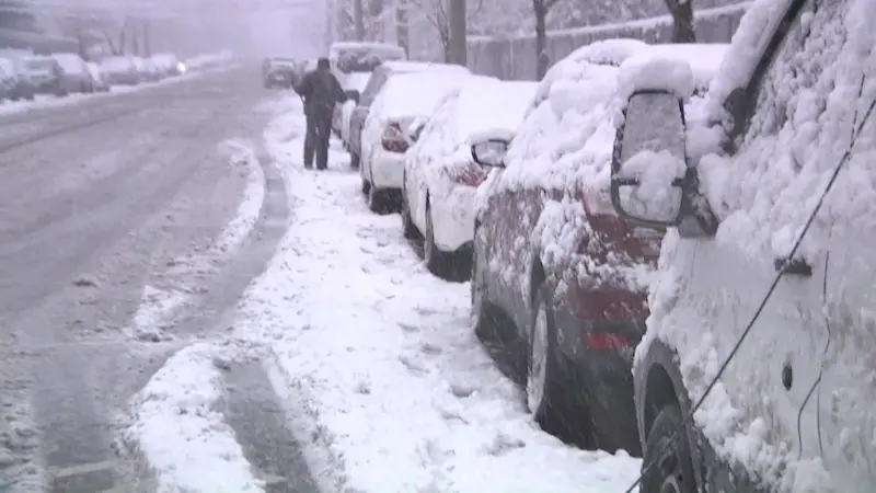 Story image: Heavy snow brings down power lines in Castle Hill   