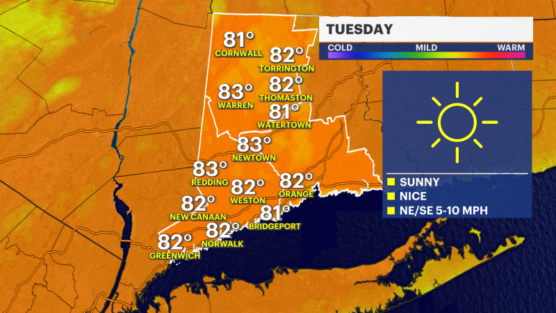 Story image: Beautiful weather on Tuesday in Connecticut; Fourth of July expected to stay dry