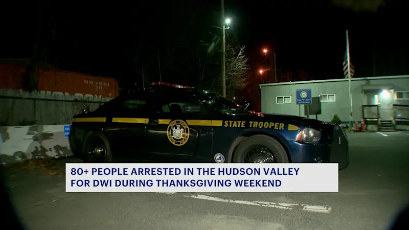 Story image: Over 80 DWI arrests made over Thanksgiving weekend in Hudson Valley