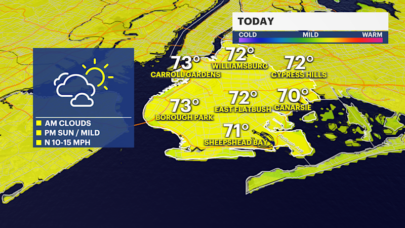 Story image: Drier and milder start to the week in Brooklyn