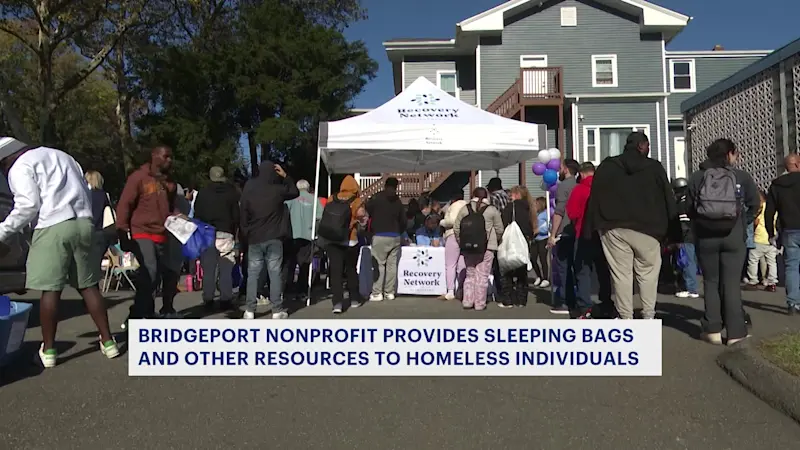 Story image: Bridgeport nonprofit gives away sleeping bags, provides resources for homeless individuals