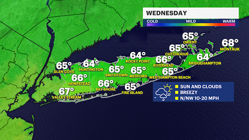 Story image: Breeze lingers, but sun returns Wednesday on Long Island