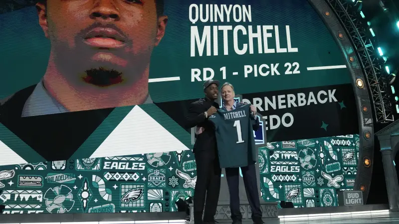Story image: Philadelphia Eagles select cornerback Quinyon Mitchell with the No. 22 pick in the NFL draft