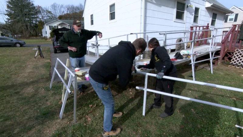 Story image: Rockland County groups help build temporary ramp WWII veteran