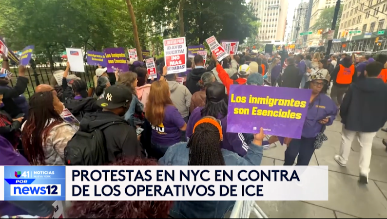 Story image: Univision 41 New Brief: Protestas en NYC en contra de los operativos de ICE