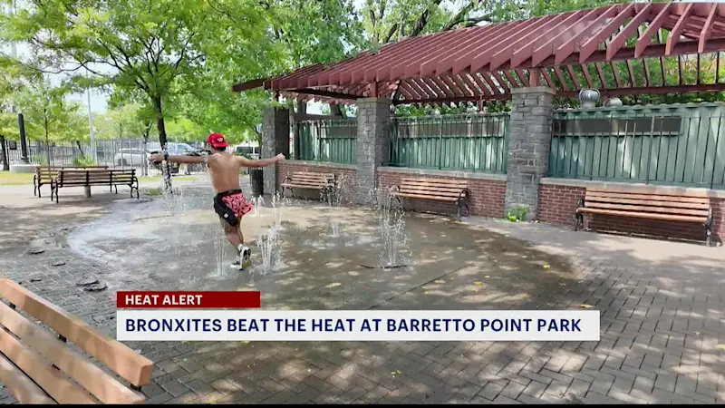 Story image: Bronx residents find creative ways to beat the heat at Barretto Point Park