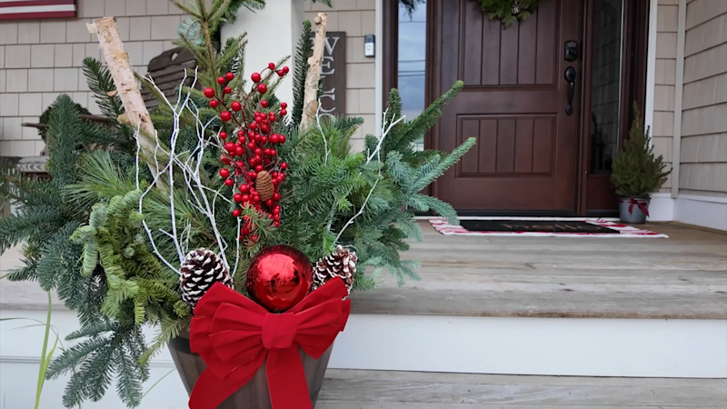 Story image: Holiday porch decorating with things around your yard! 