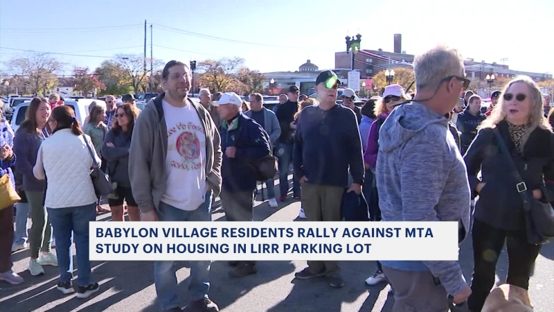 Story image: Babylon Village residents rally against proposed MTA housing study