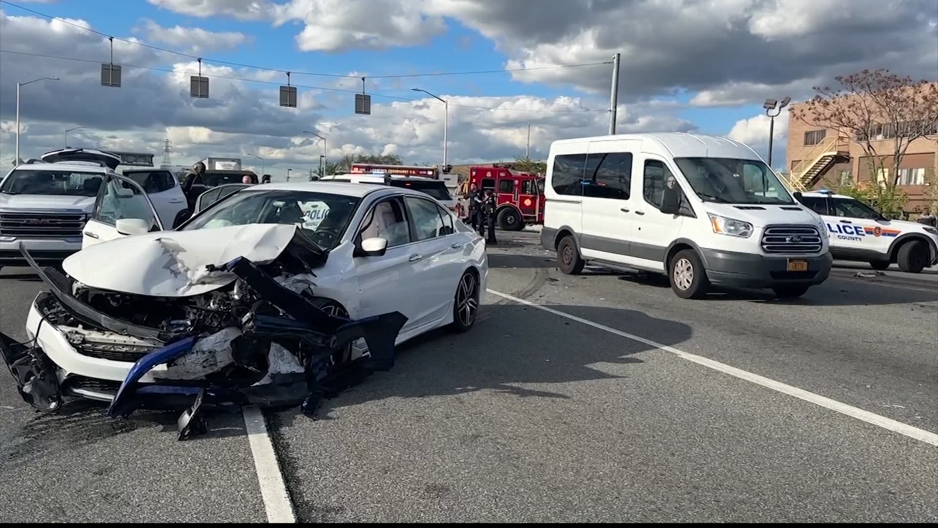 Fire officials 5 people injured, 1 airlifted to hospital, in 4car