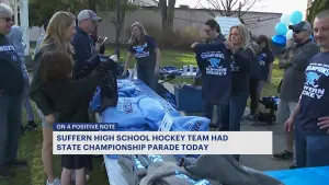 Suffern high school hockey team celebrates championship win with victory parade