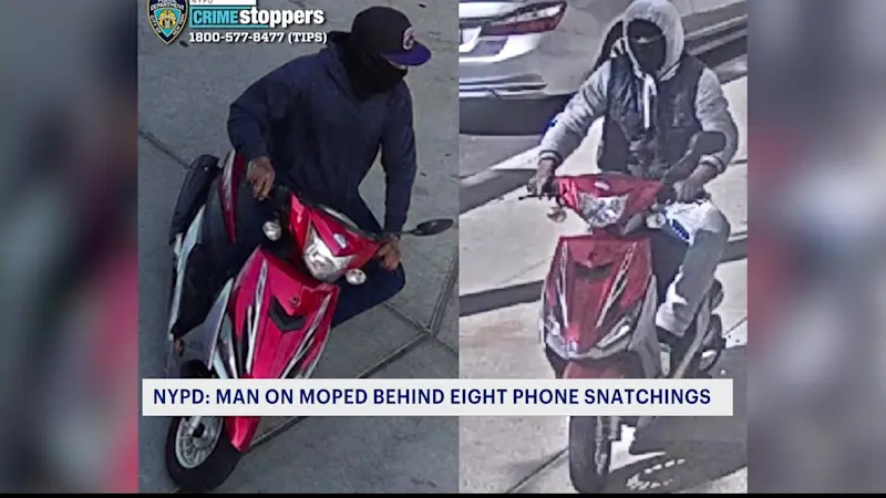 Story image: NYPD searches for man on moped who snatched nearly a dozen phones in Fordham