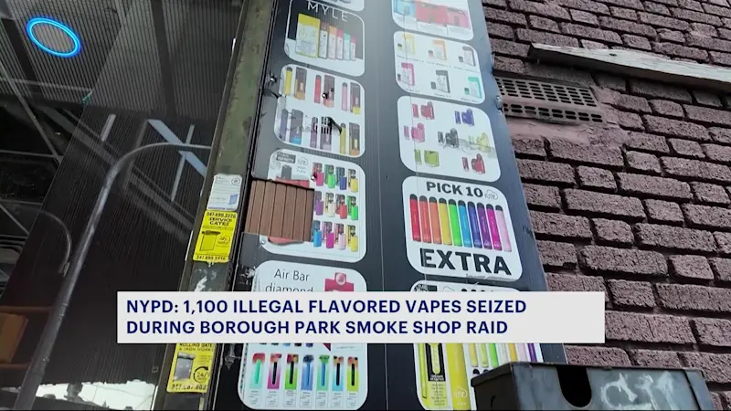 Story image: Police raid Borough Park smoke shop, seize over 1,000 illegal flavored vapes