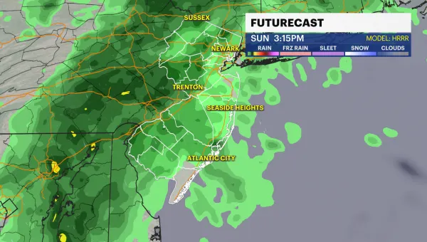Rain throughout Sunday for New Jersey