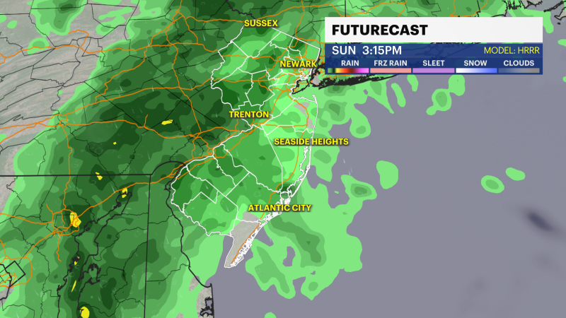 Story image: Rain throughout Sunday for New Jersey
