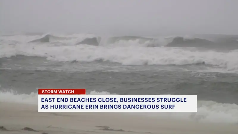 Story image: Hurricane Erin effects being felt by beaches and businesses on Long Island's East End