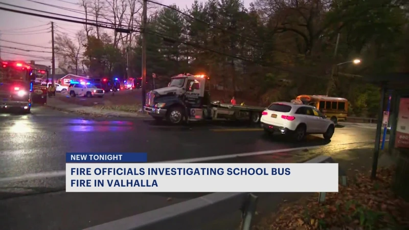 Story image: Fire officials investigating school bus fire in Valhalla