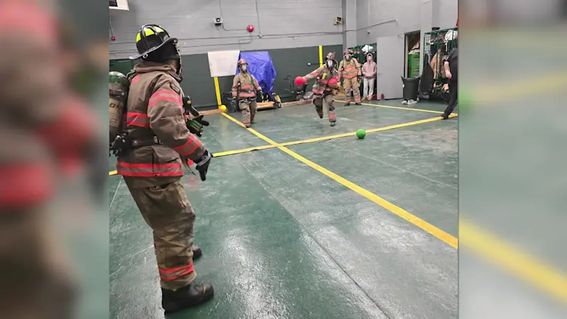 Story image: Jersey Proud: North Arlington firefighters train by playing dodgeball