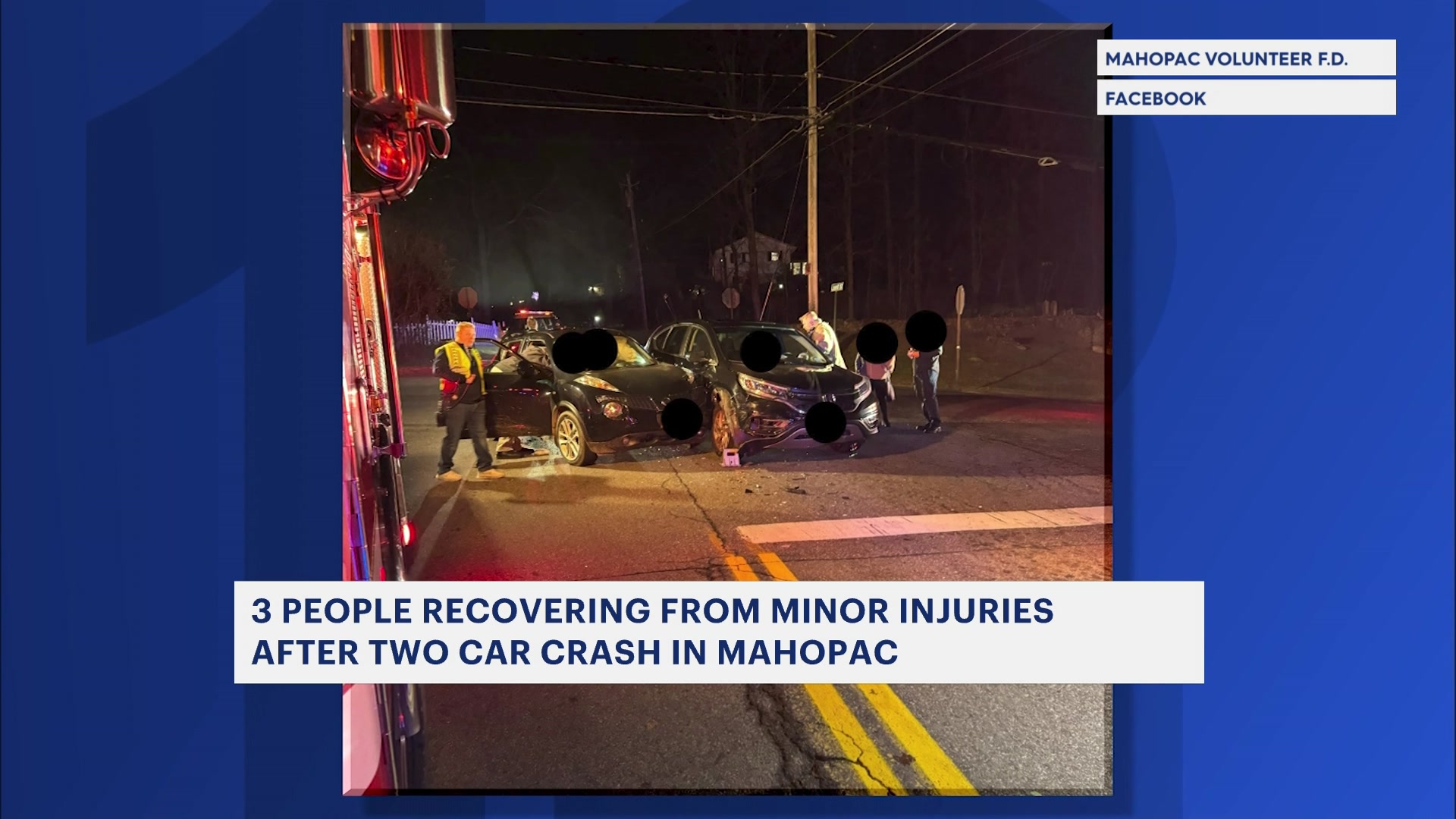 Authorities 2car crash in Mahopac leaves 3 people with minor injuries