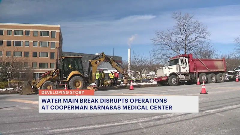 Story image: Water main break in Livingston impacts Cooperman Barnabas Medical Center operations