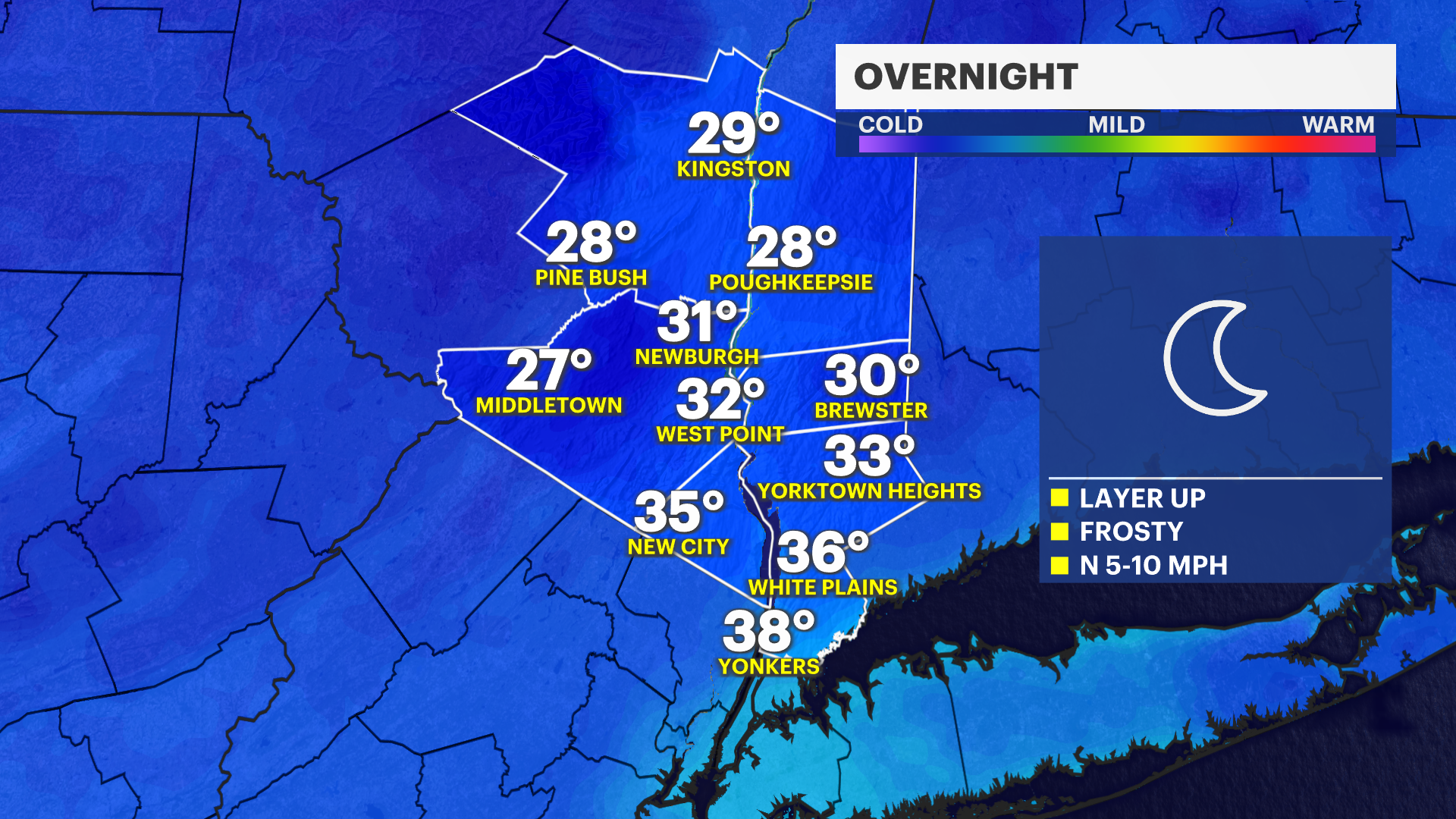 Chilly morning, cool afternoon Sunday in the Hudson Valley; warmth